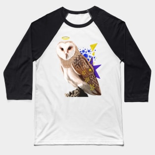 Holy Realistic Barn Owl With Stars Baseball T-Shirt
